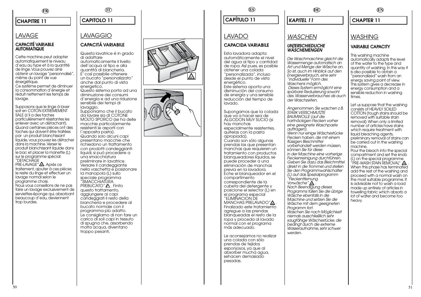 Lavage, Waschen, Washing | Lavaggio, Lavado | Candy WD CIW 100 T User Manual | Page 26 / 41