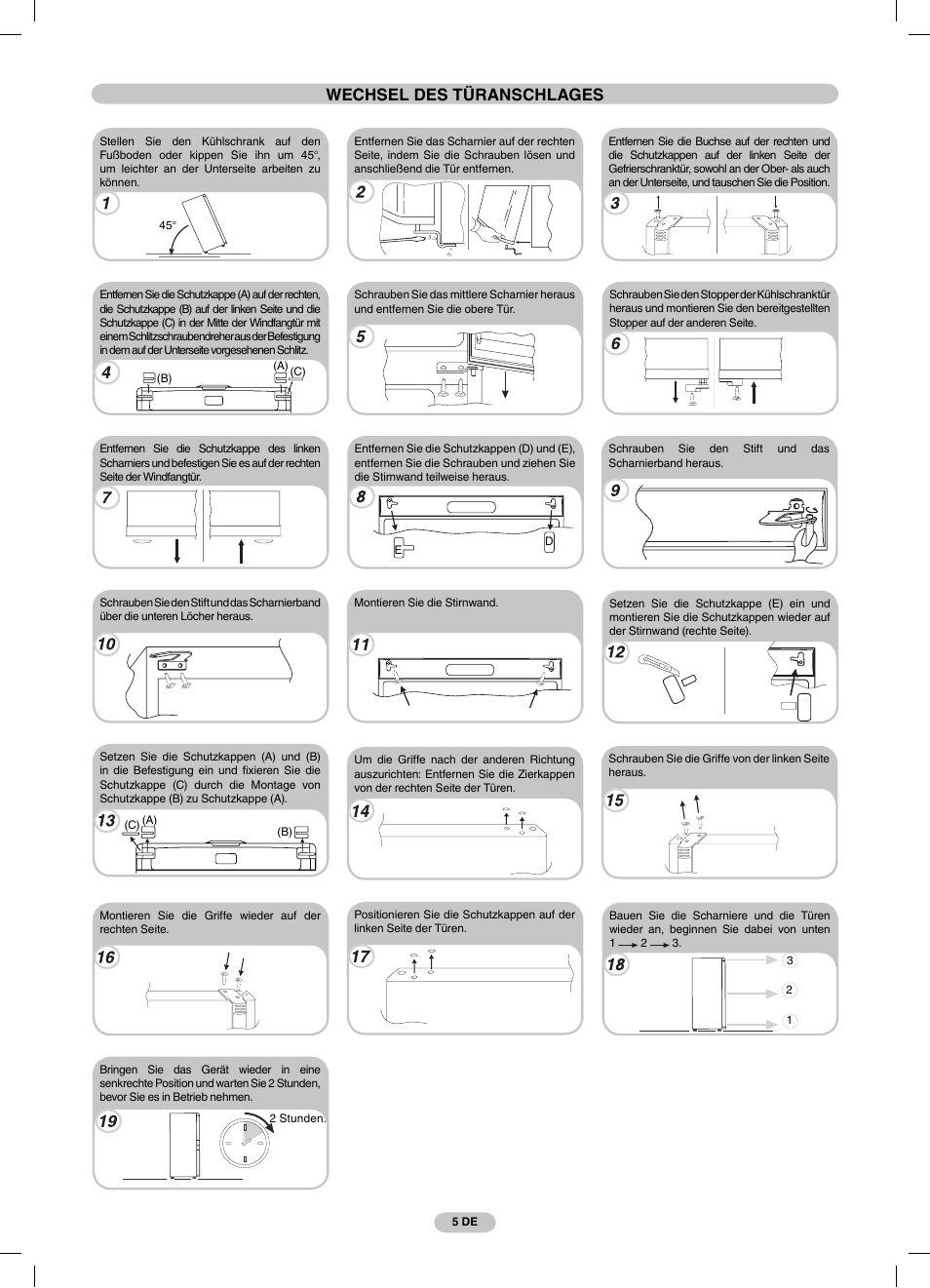 Wechsel des türanschlages | Candy CSCN 7615 E User Manual | Page 5 / 16