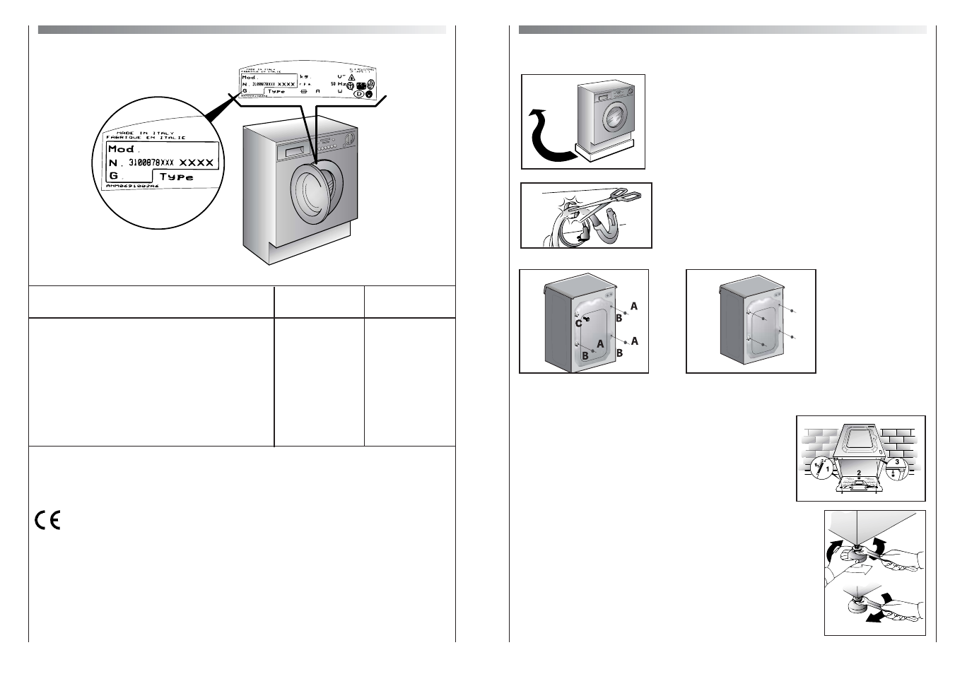 Technical data, Setting up + installation | Candy CDB 264-80 User Manual | Page 17 / 20