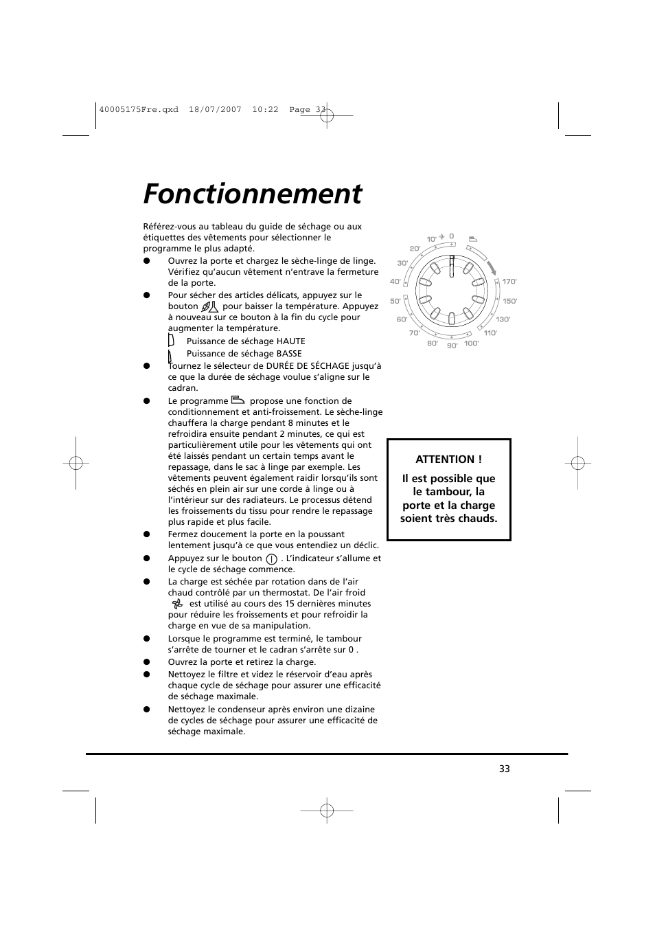 Fonctionnement | Candy GO DC 18-88S User Manual | Page 33 / 74
