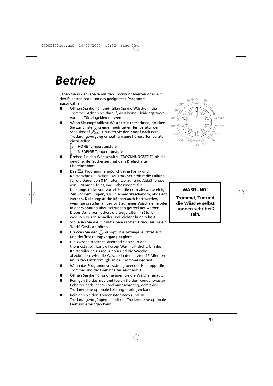 Betrieb | Candy GO DC 18-88S User Manual | Page 51 / 74