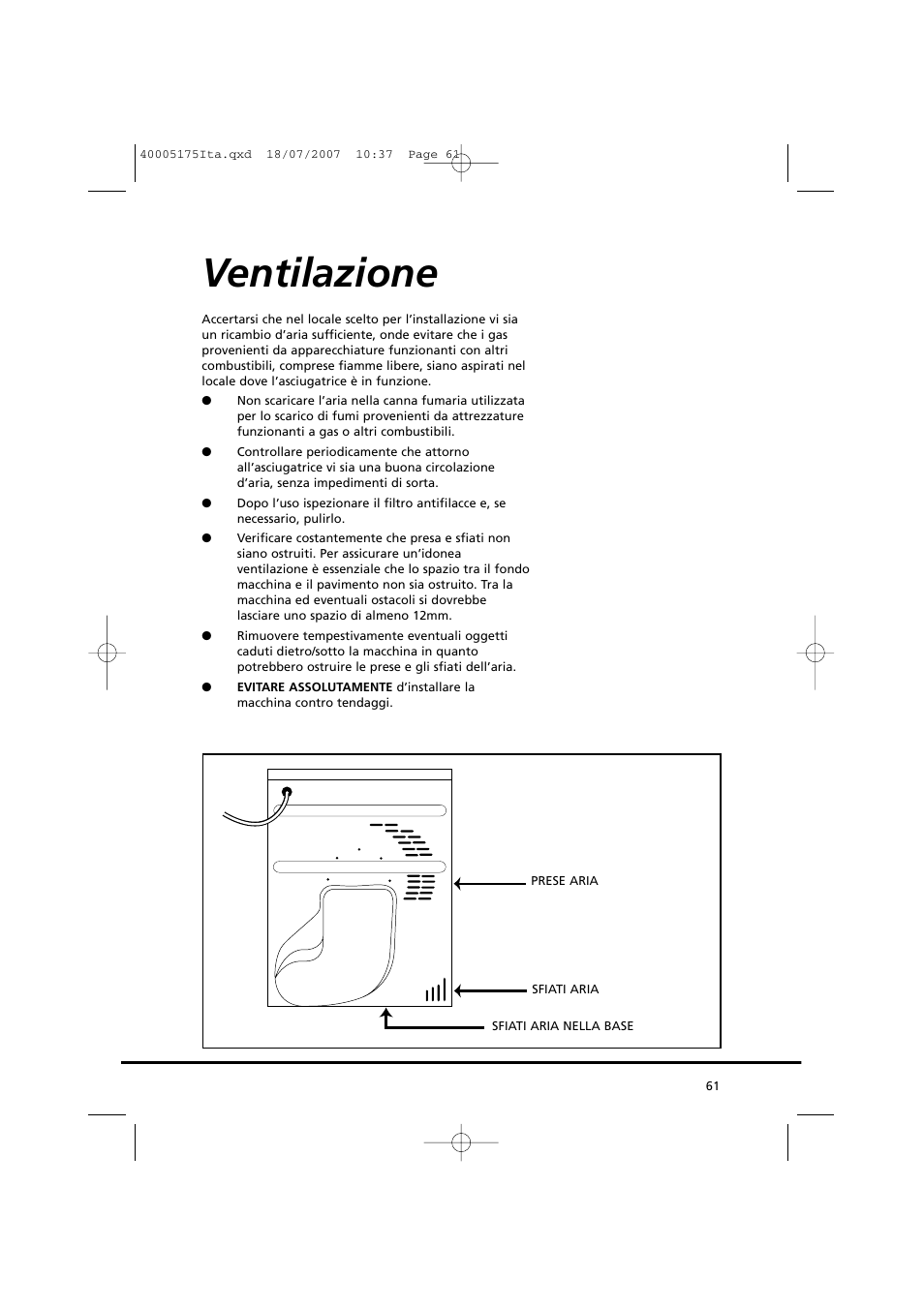 Ventilazione | Candy GO DC 18-88S User Manual | Page 61 / 74