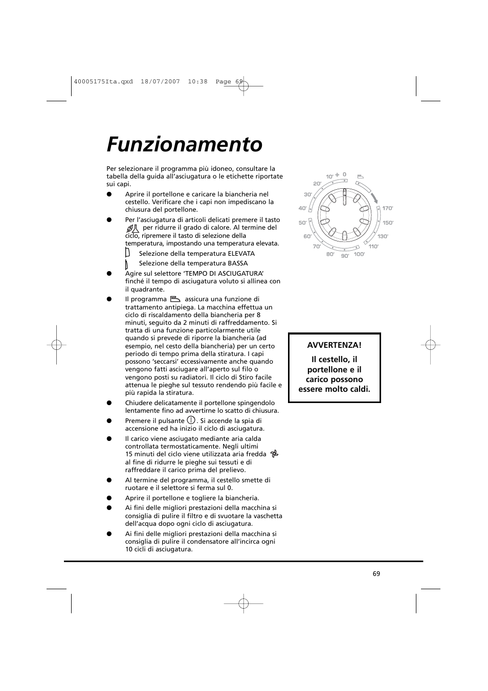 Funzionamento | Candy GO DC 18-88S User Manual | Page 69 / 74