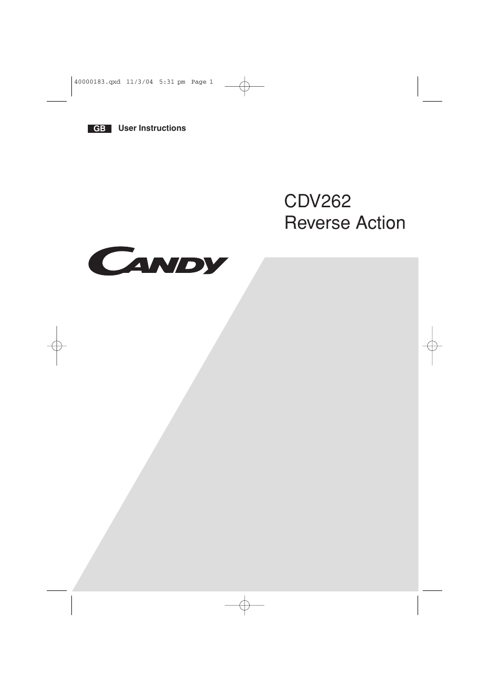 Candy AB CDV 262 User Manual | 12 pages