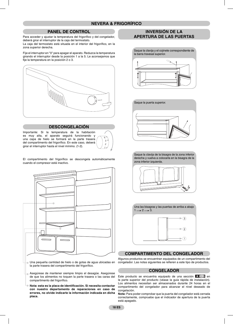 Descongelación, Compartimento del congelador, Congelador | Candy FR CBO 150 AG User Manual | Page 18 / 58