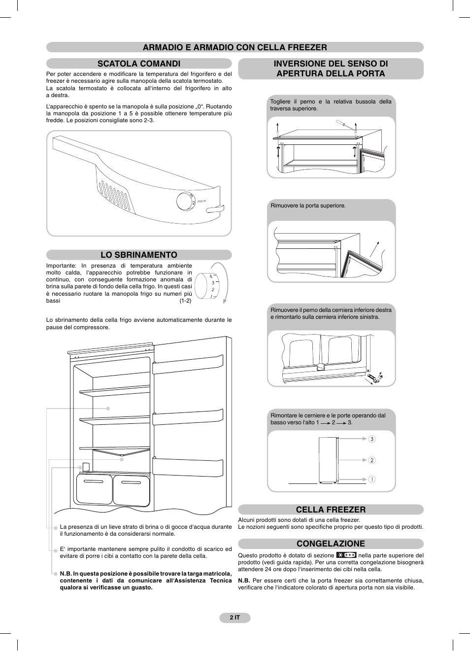 Lo sbrinamento, Cella freezer, Congelazione | Candy FR CBO 150 AG User Manual | Page 2 / 58