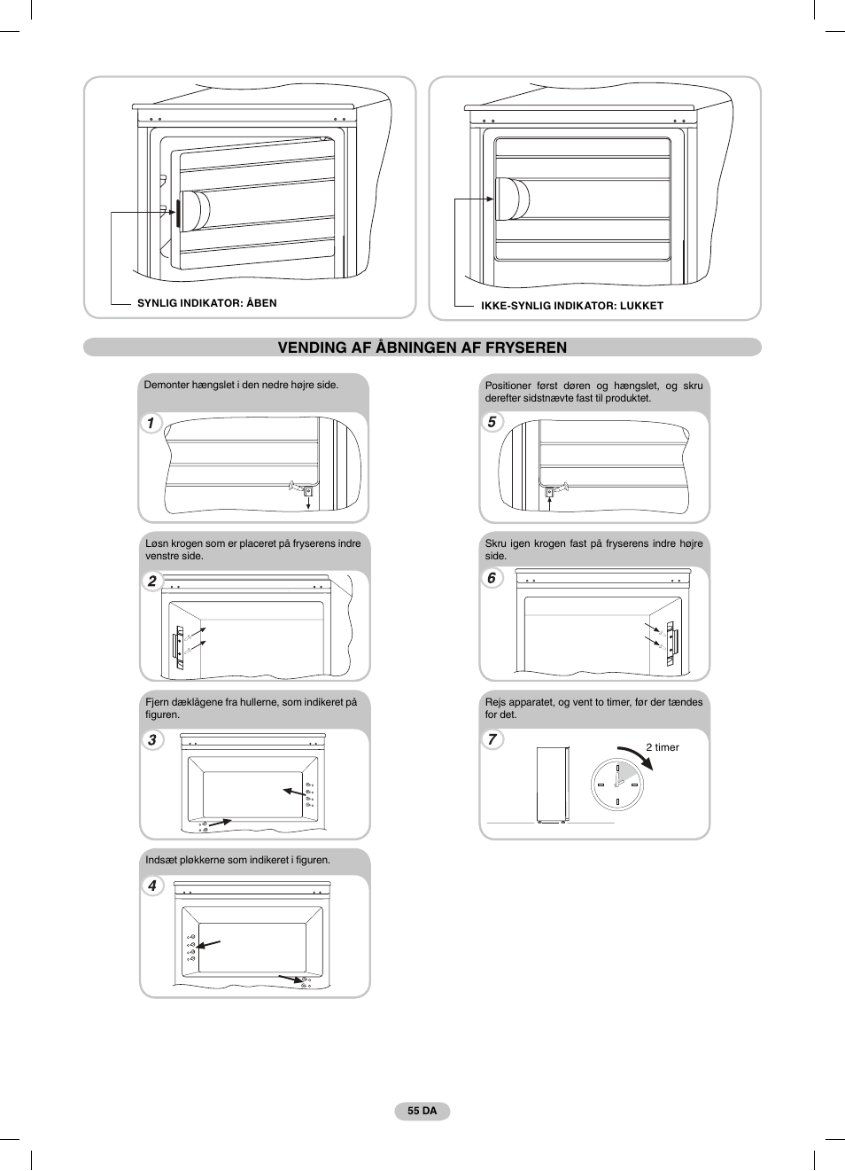 Vending af åbningen af fryseren | Candy FR CBO 150 AG User Manual | Page 55 / 58