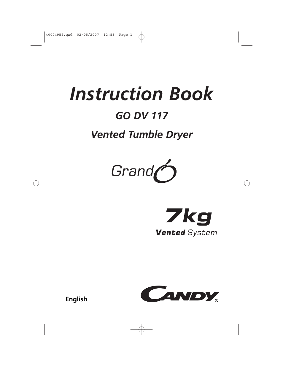 Candy GO V 117-80 User Manual | 20 pages