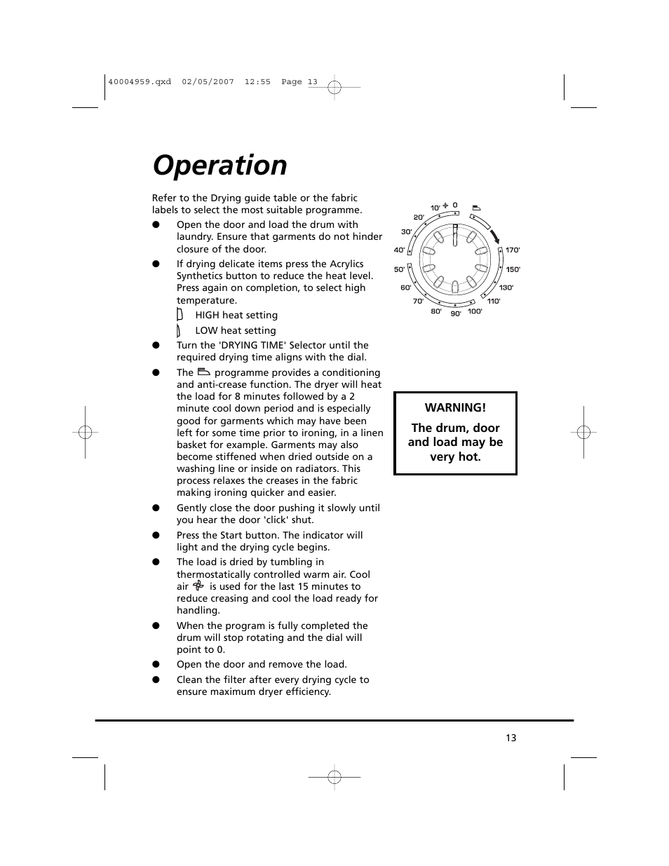 Operation | Candy GO V 117-80 User Manual | Page 13 / 20