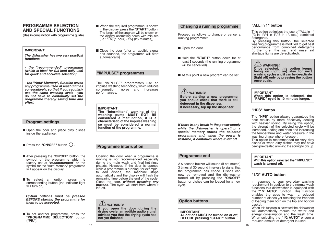 Candy CDI 5012E10 User Manual | Page 8 / 57