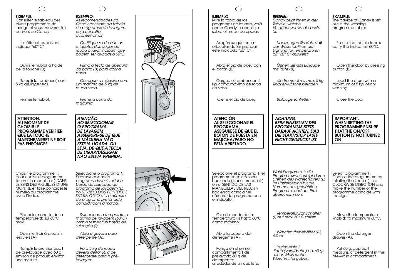 60° c 5 kg max | Candy CB 82 T User Manual | Page 26 / 33