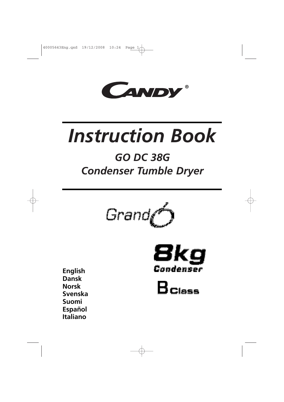 Candy GO DC 38G-37S User Manual | 128 pages