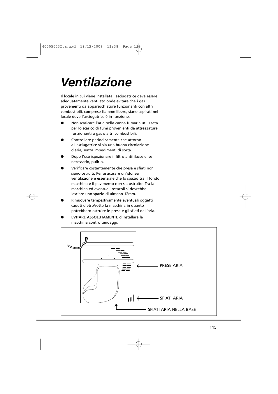 Ventilazione | Candy GO DC 38G-37S User Manual | Page 115 / 128