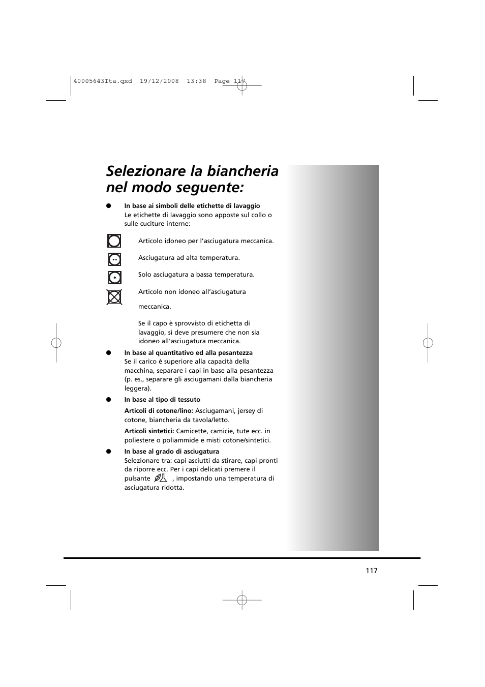 Selezionare la biancheria nel modo seguente | Candy GO DC 38G-37S User Manual | Page 117 / 128