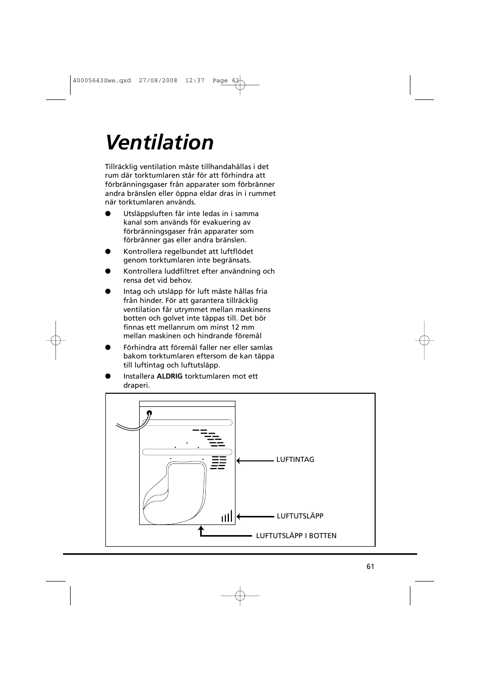 Ventilation | Candy GO DC 38G-37S User Manual | Page 61 / 128