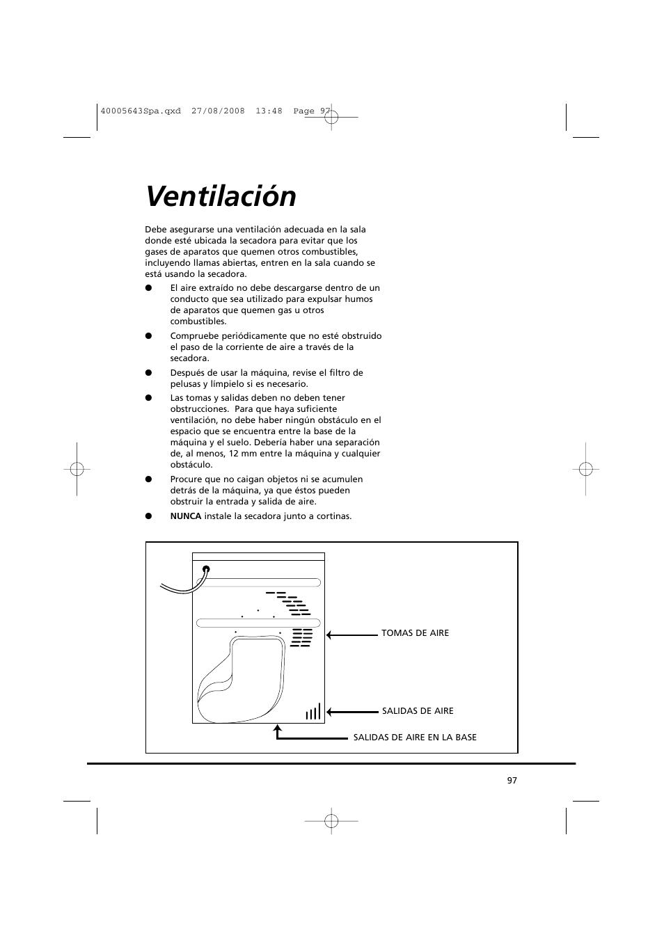Ventilación | Candy GO DC 38G-37S User Manual | Page 97 / 128
