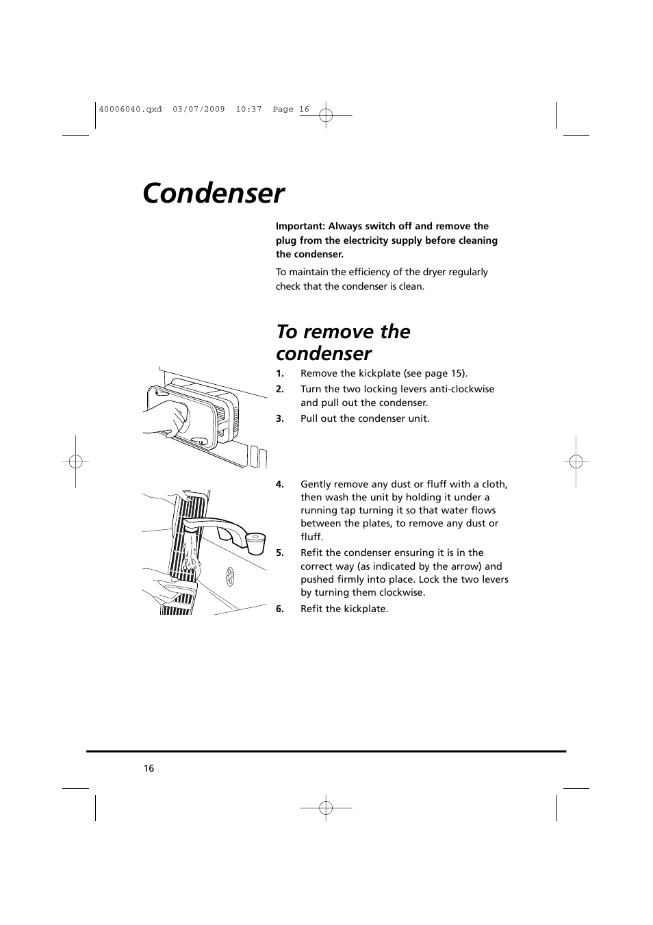 Condenser | Candy GOC58F-80 User Manual | Page 16 / 24