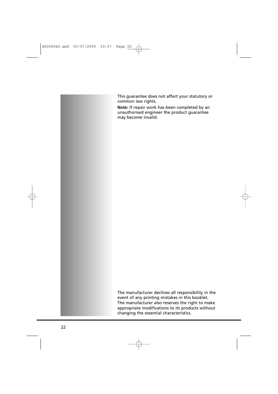 Candy GOC58F-80 User Manual | Page 22 / 24