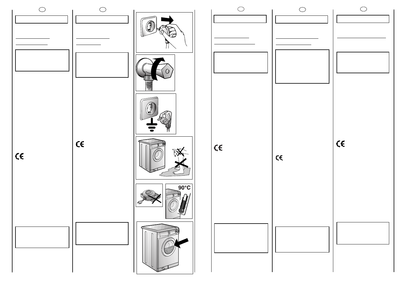 Safety measures, Sicherheits- vorschriften, Normas de seguridad | Instruções de segurança, Mesures de securite | Candy CBL 86 ES SEGESA User Manual | Page 6 / 37