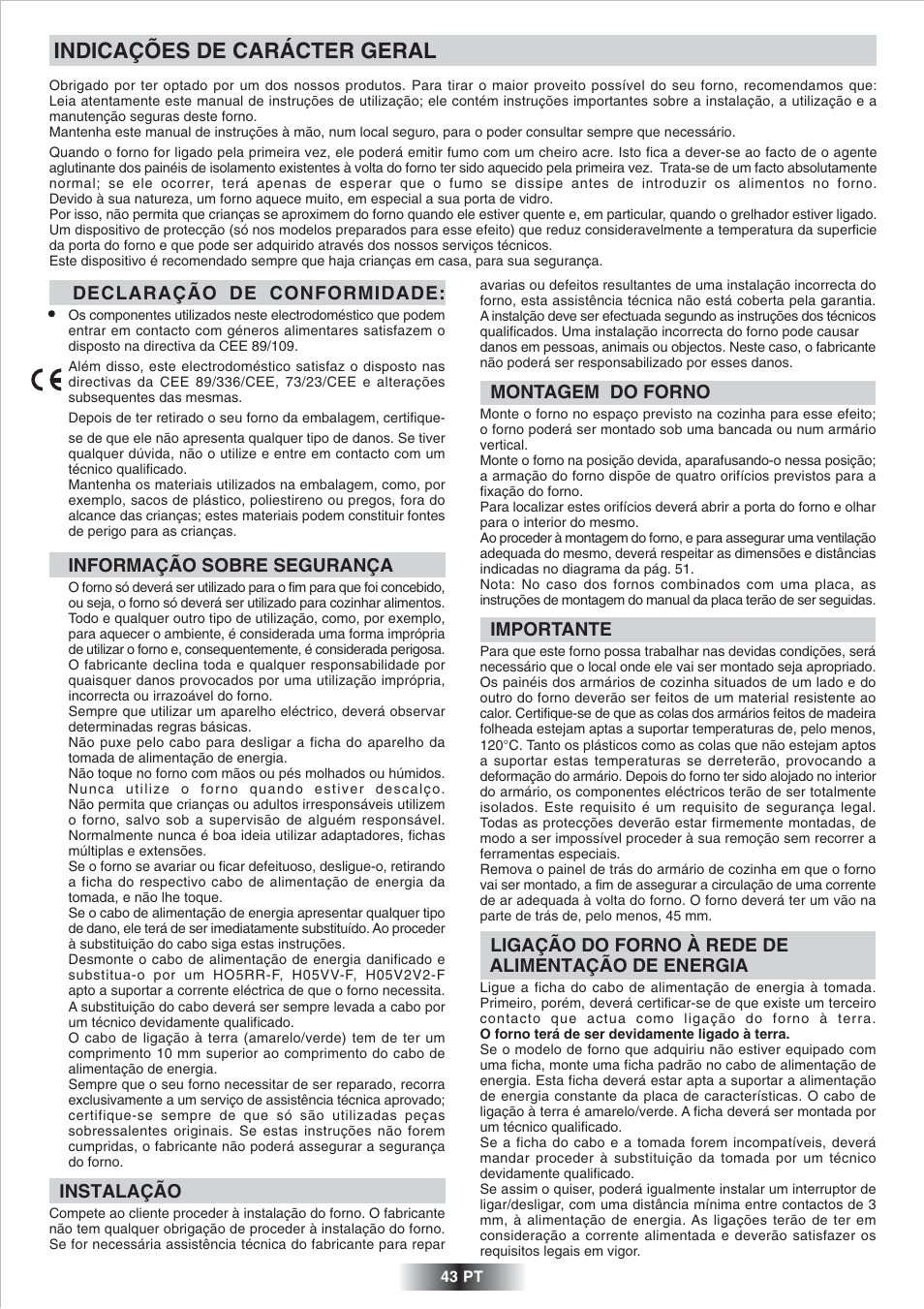 Indicações de carácter geral | Candy FP 825 X AUS User Manual | Page 44 / 52