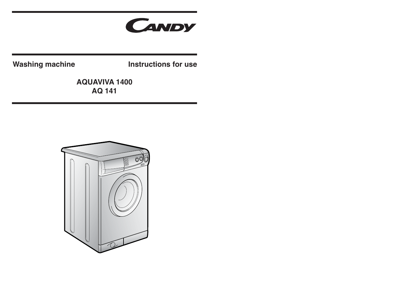 Candy LB AQUAVIVA 141 T UK User Manual | 17 pages