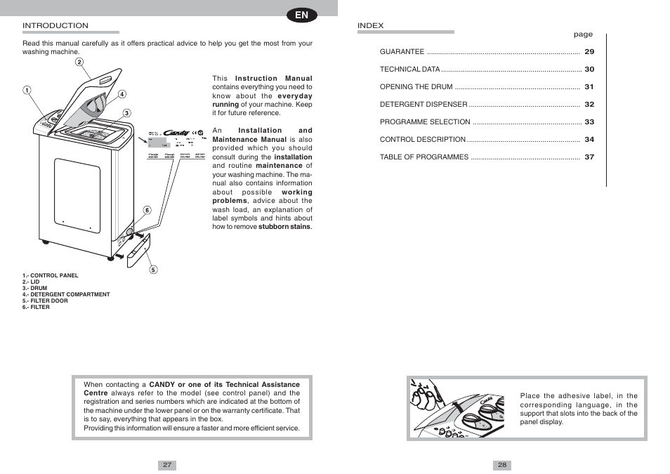 Candy CTS 100 T User Manual | 6 pages