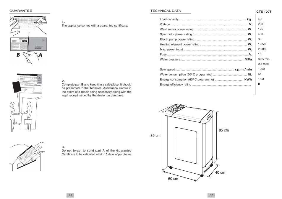 Candy CTS 100 T User Manual | Page 2 / 6