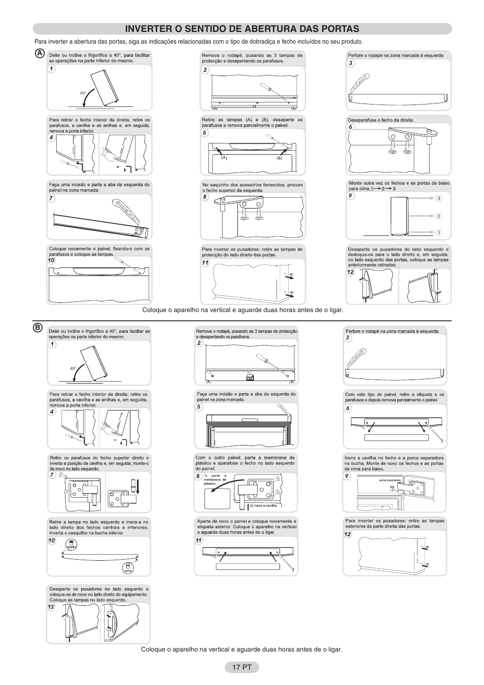 Inverter o sentido de abertura das portas | Candy FRCFO3354E User Manual | Page 18 / 44