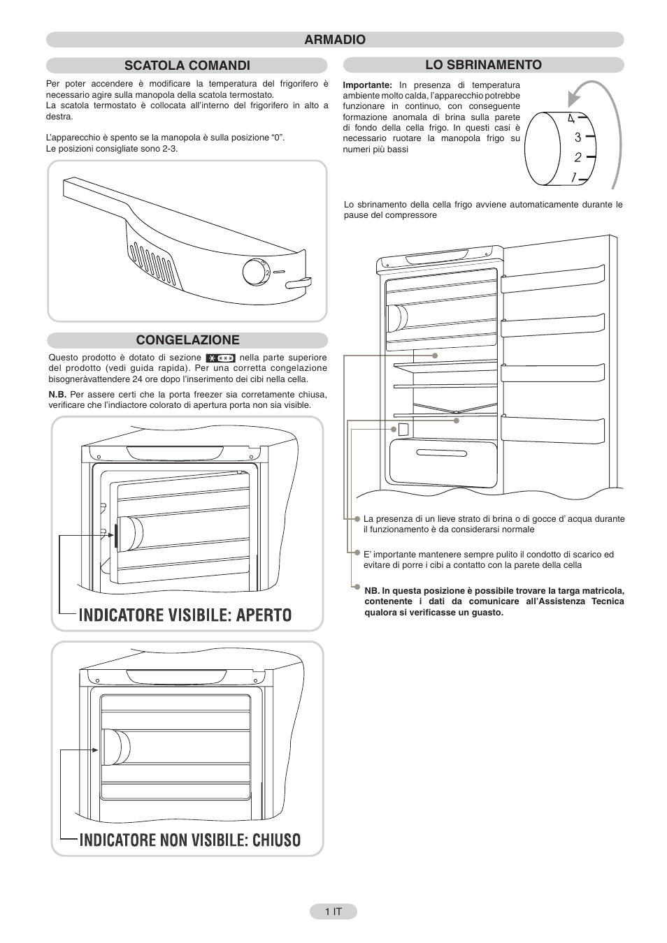 Armadio scatola comandi, Lo sbrinamento, Congelazione | Candy FRCFO3354E User Manual | Page 2 / 44