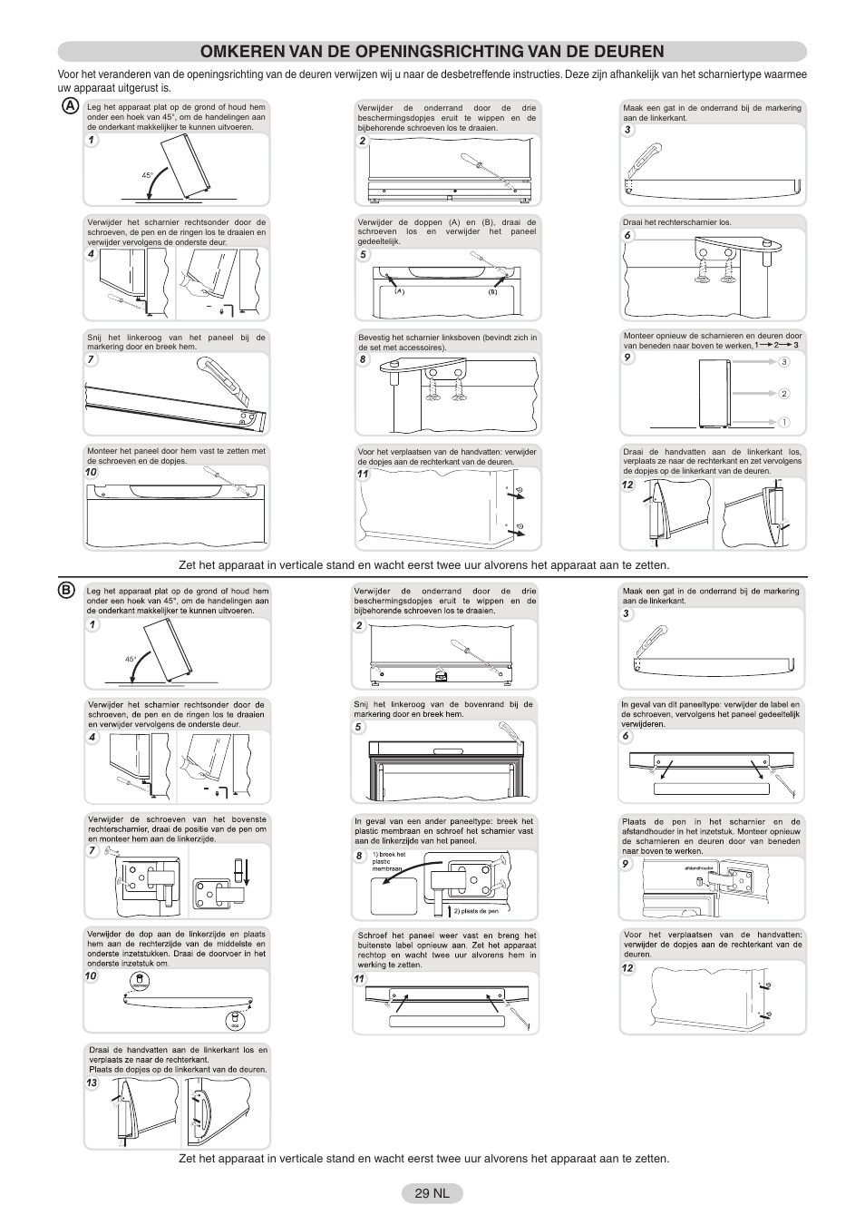 Omkeren van de openingsrichting van de deuren | Candy FRCFO3354E User Manual | Page 30 / 44