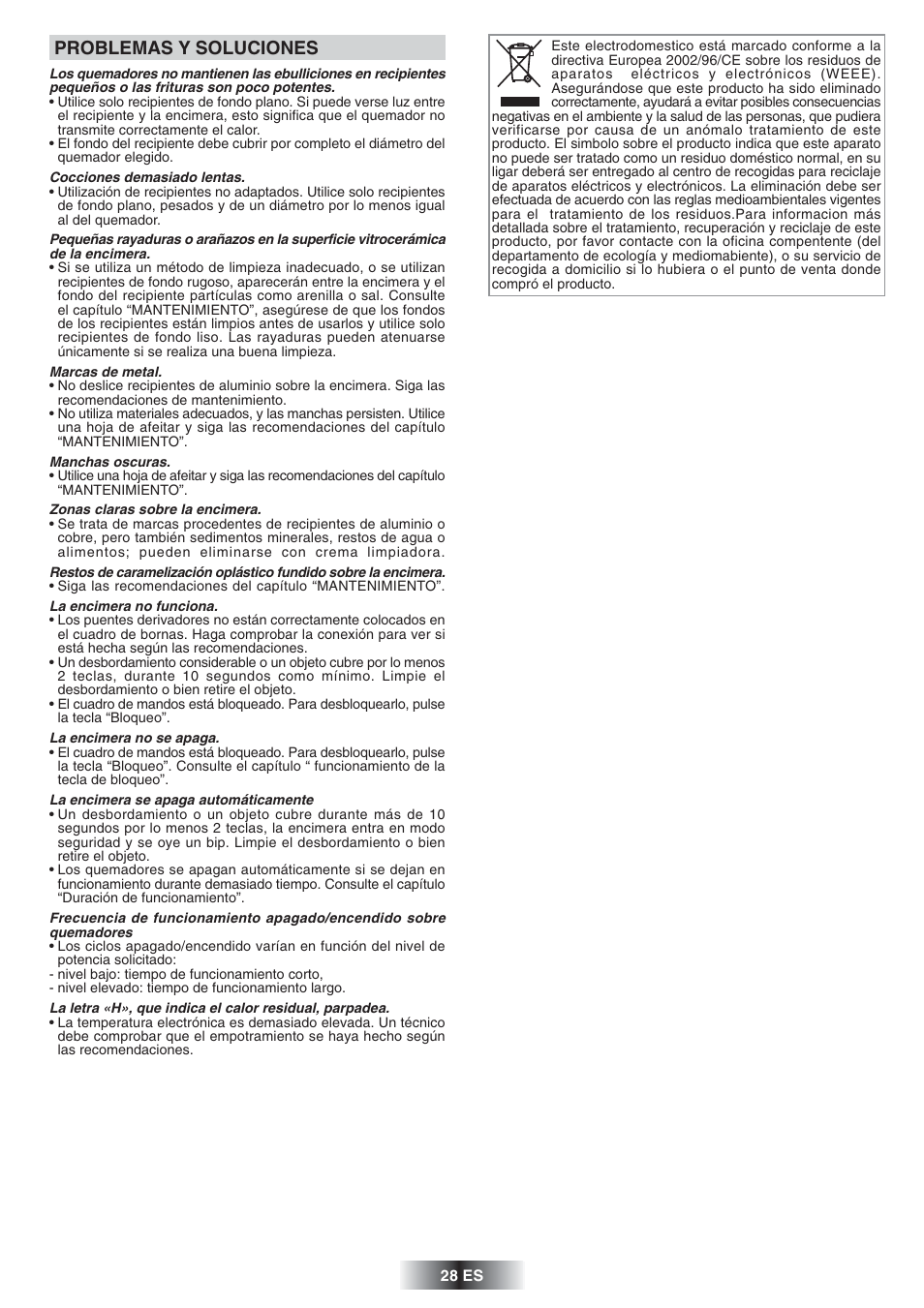 Problemas y soluciones | Candy PVD 647 N User Manual | Page 29 / 37