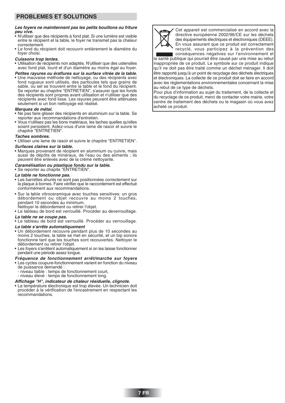 Problemes et solutions | Candy PVD 647 N User Manual | Page 8 / 37