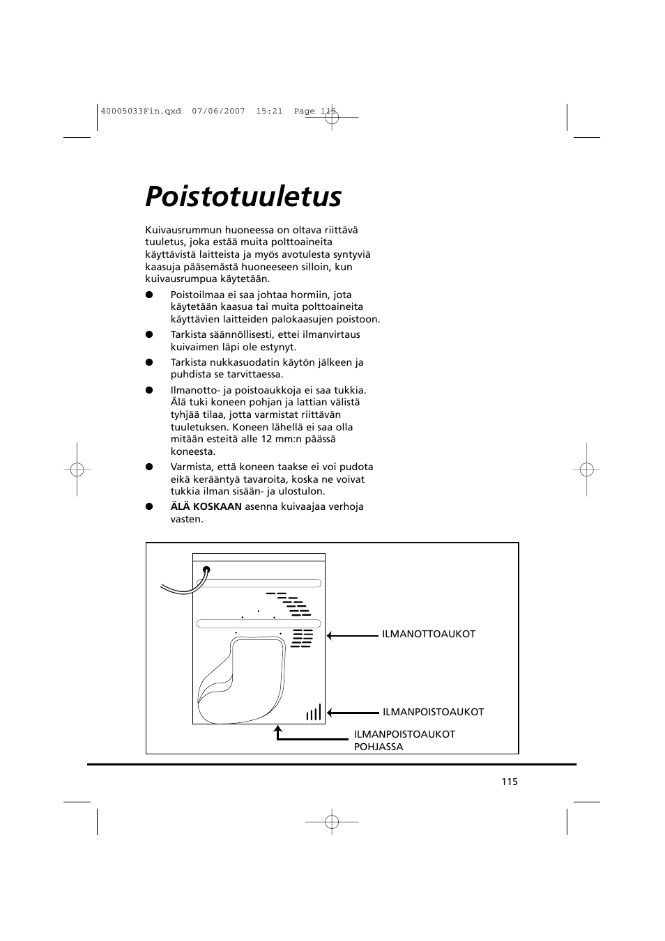 Poistotuuletus | Candy GO DC 67-86S User Manual | Page 115 / 182