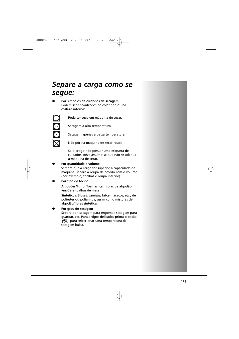Separe a carga como se segue | Candy GO DC 67-86S User Manual | Page 171 / 182