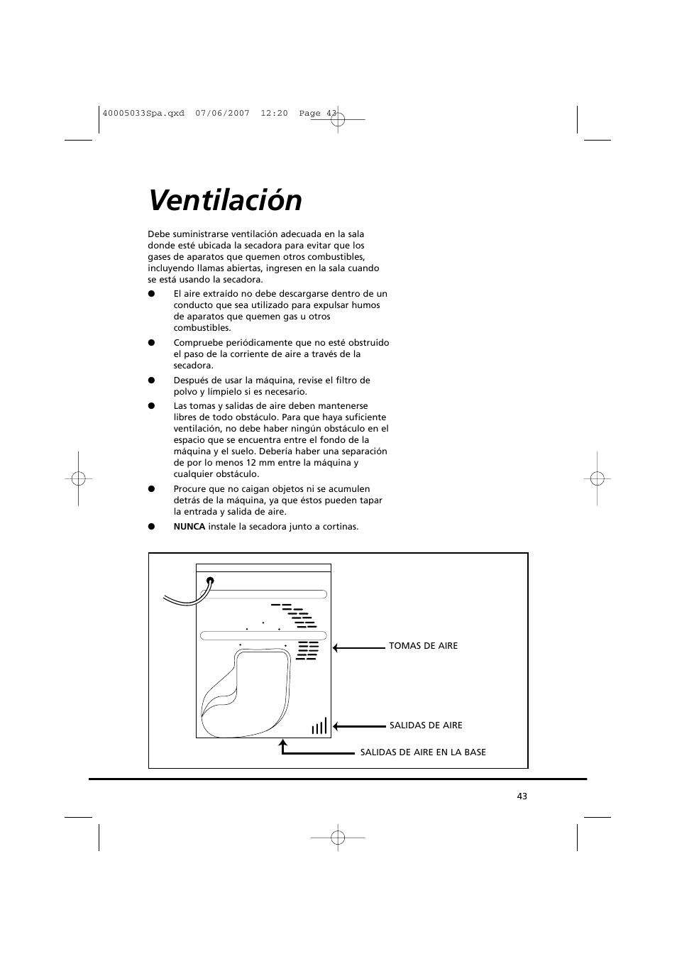 Ventilación | Candy GO DC 67-86S User Manual | Page 43 / 182