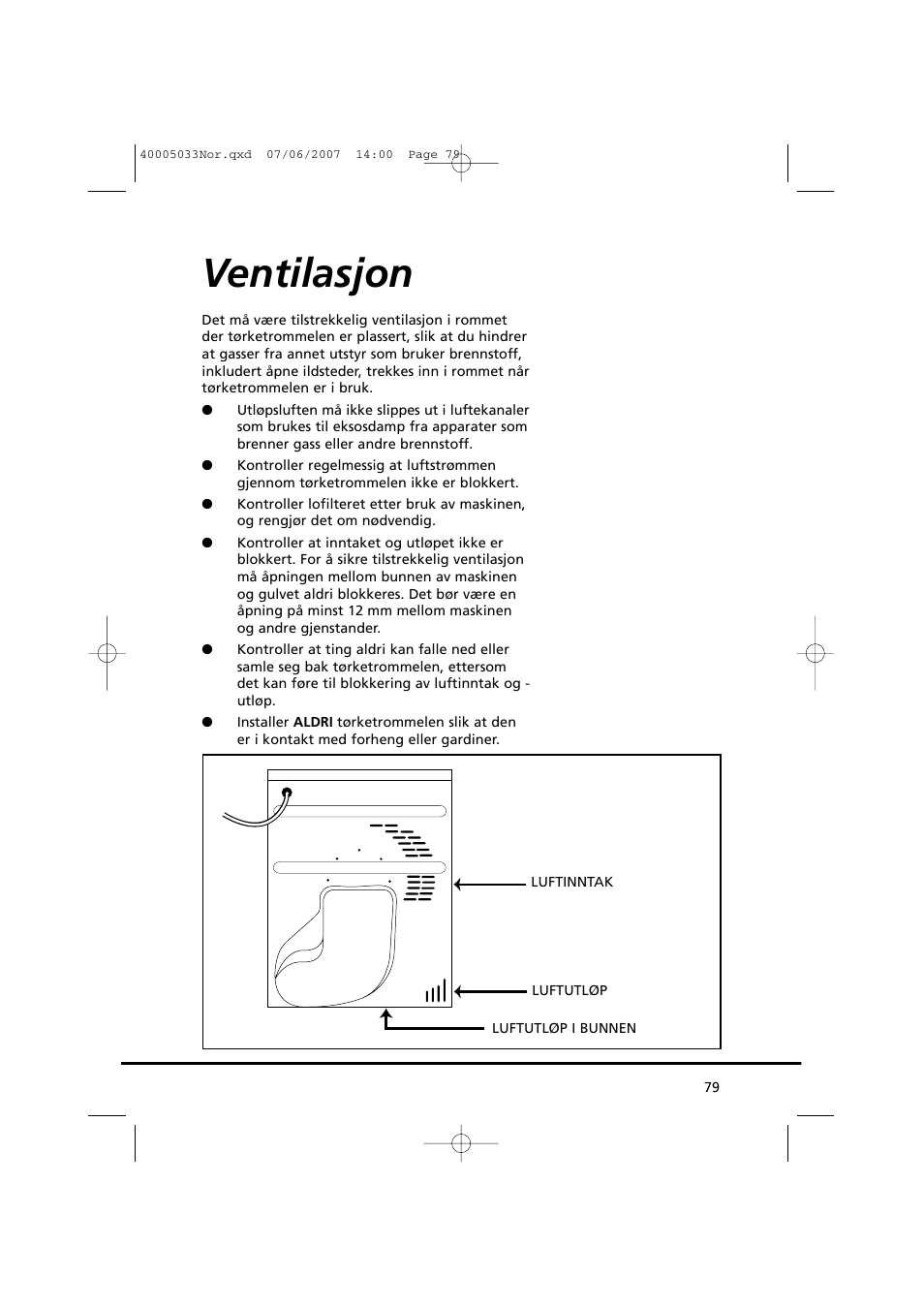 Ventilasjon | Candy GO DC 67-86S User Manual | Page 79 / 182
