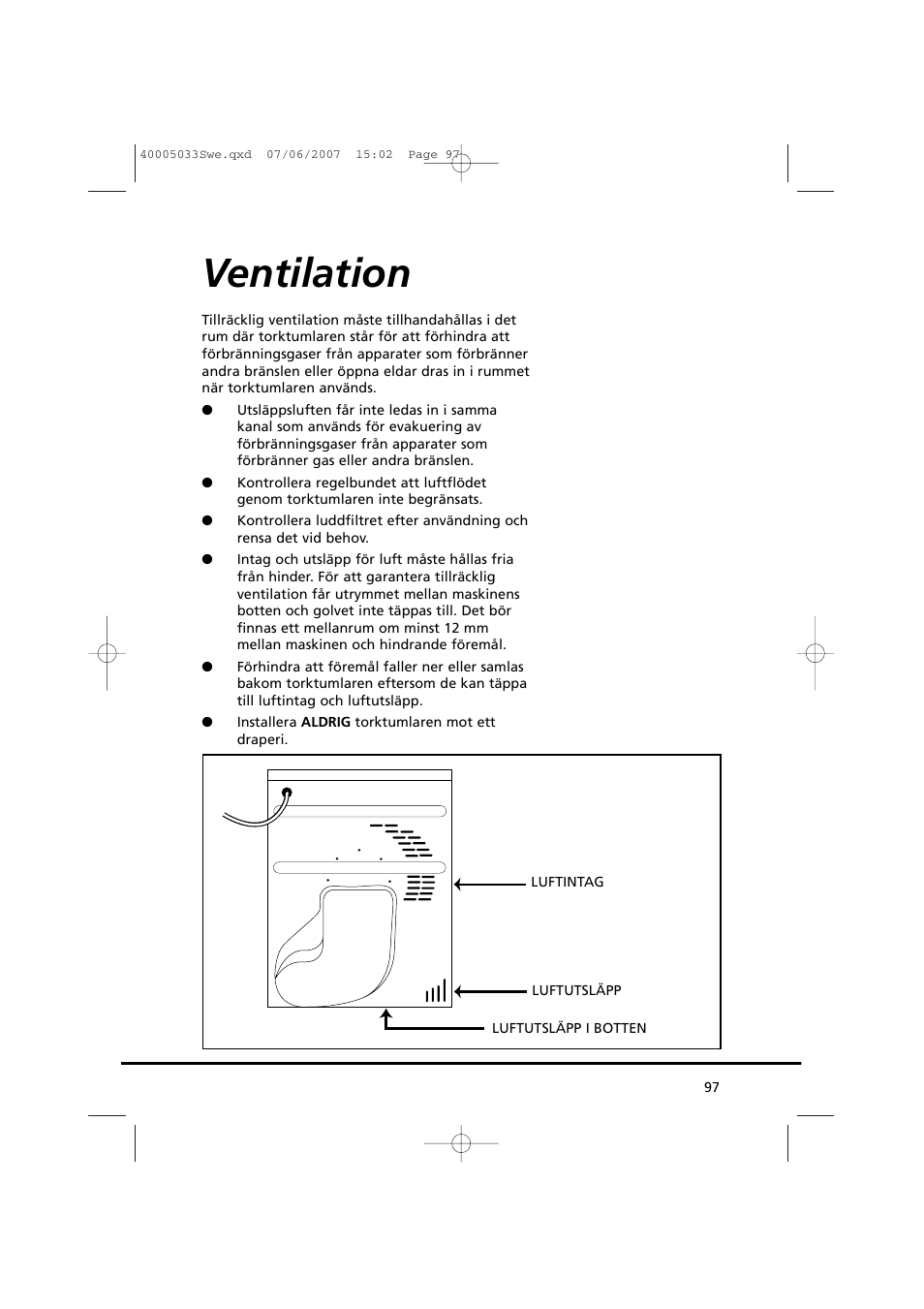 Ventilation | Candy GO DC 67-86S User Manual | Page 97 / 182
