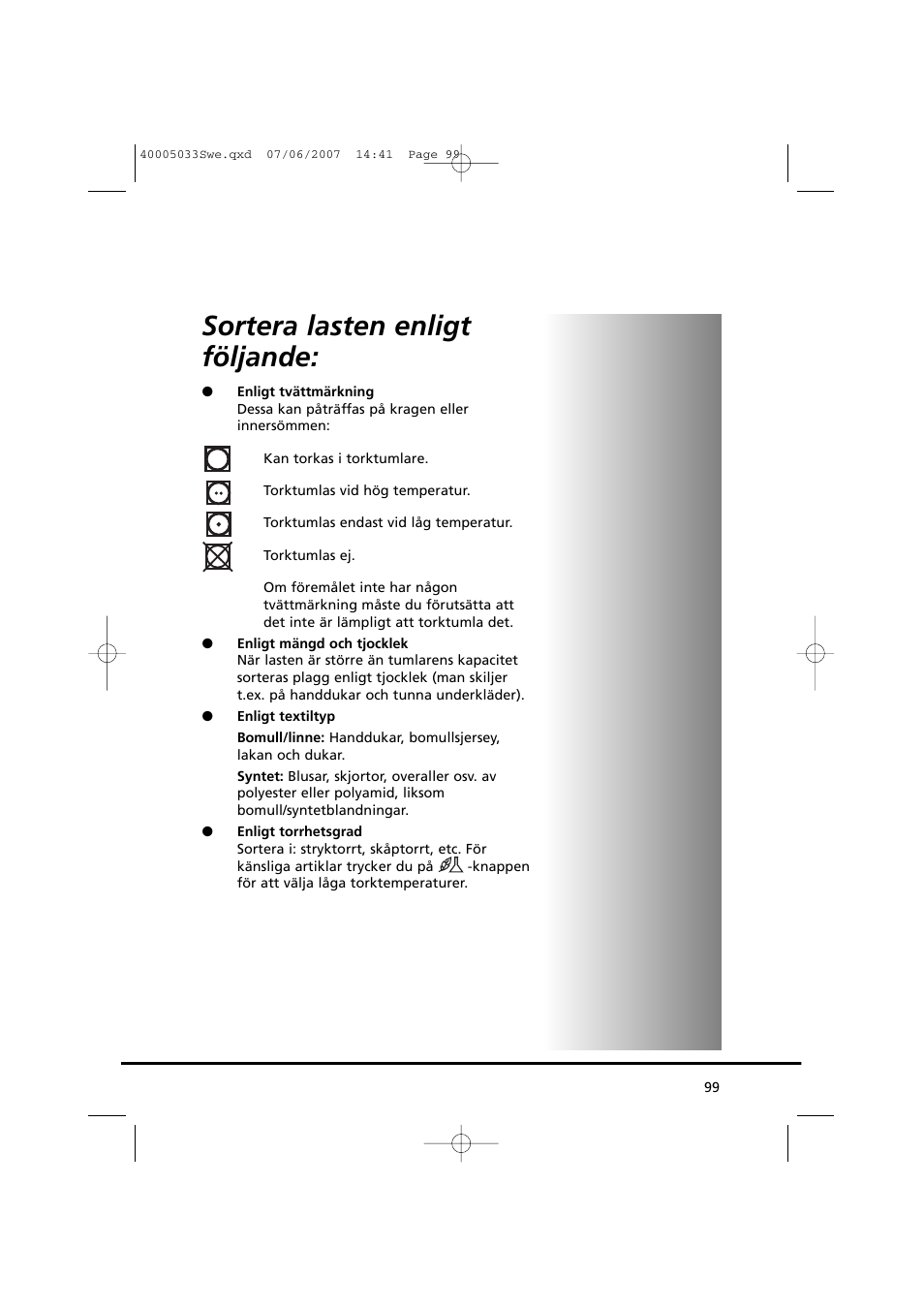 Sortera lasten enligt följande | Candy GO DC 67-86S User Manual | Page 99 / 182