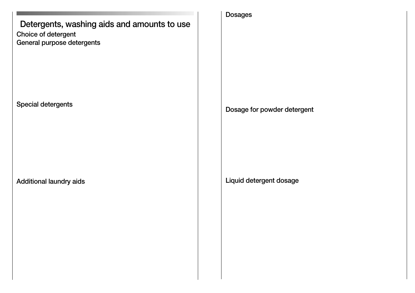 Detergents, washing aids and amounts to use | Candy LB AQUAVIVA 110 T UK User Manual | Page 9 / 17