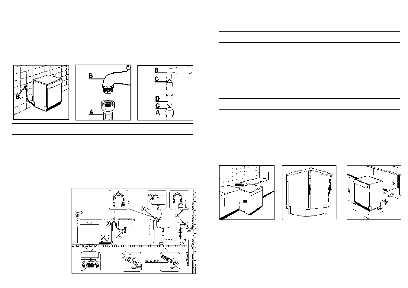 Installation dans un ensemble de cuisine moderne, Ouverture de la porte | Candy CD 373 SK User Manual | Page 4 / 53
