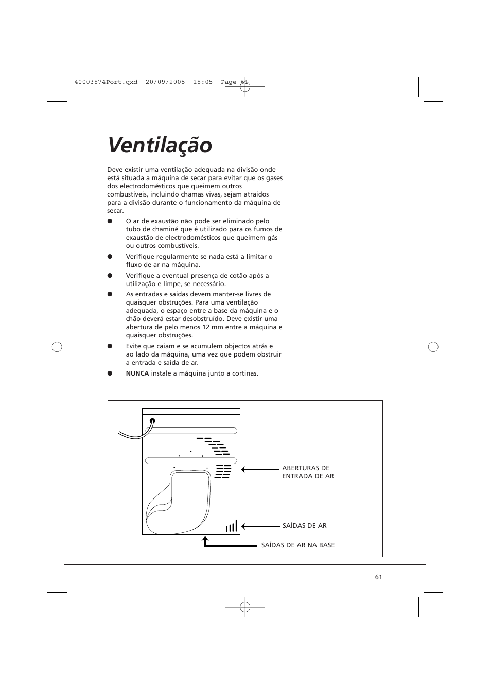 Ventilação | Candy CC2 67T-01S User Manual | Page 61 / 112