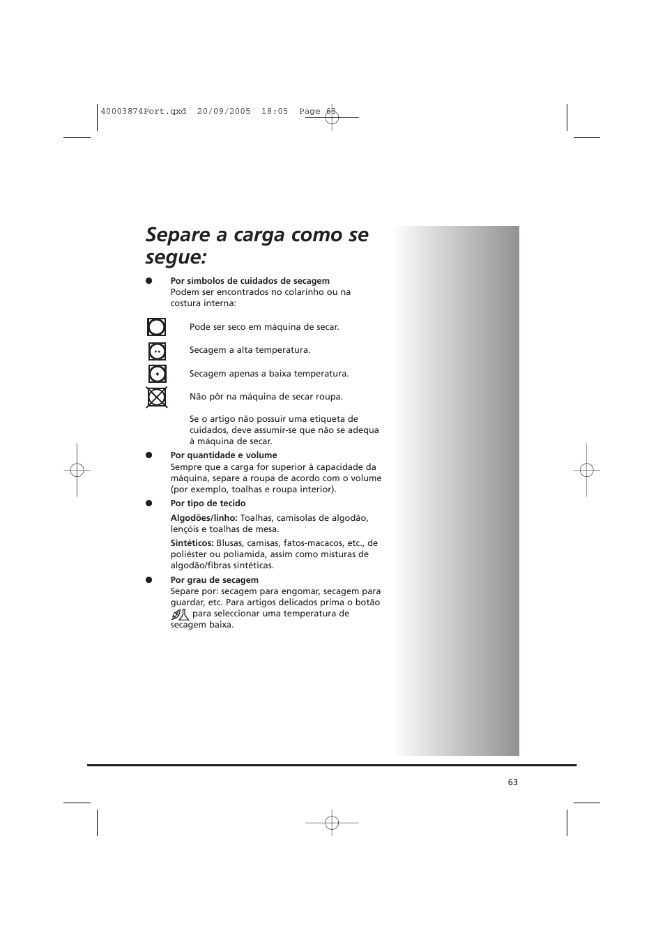 Separe a carga como se segue | Candy CC2 67T-01S User Manual | Page 63 / 112