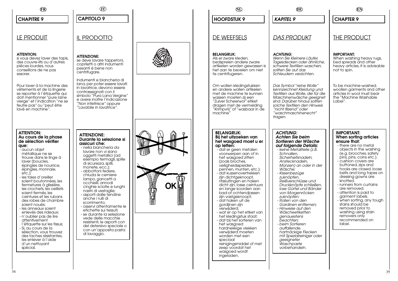Le produit, De weefsels, Das produkt | The product, Il prodotto | Candy CB 824 T User Manual | Page 18 / 33