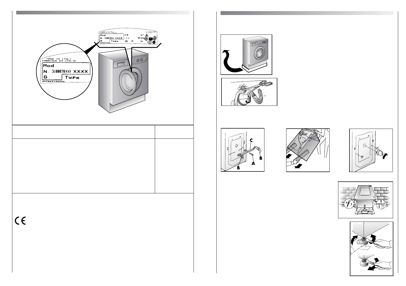 Setting up + installation, Technical data | Candy CDB 115-80 User Manual | Page 16 / 21