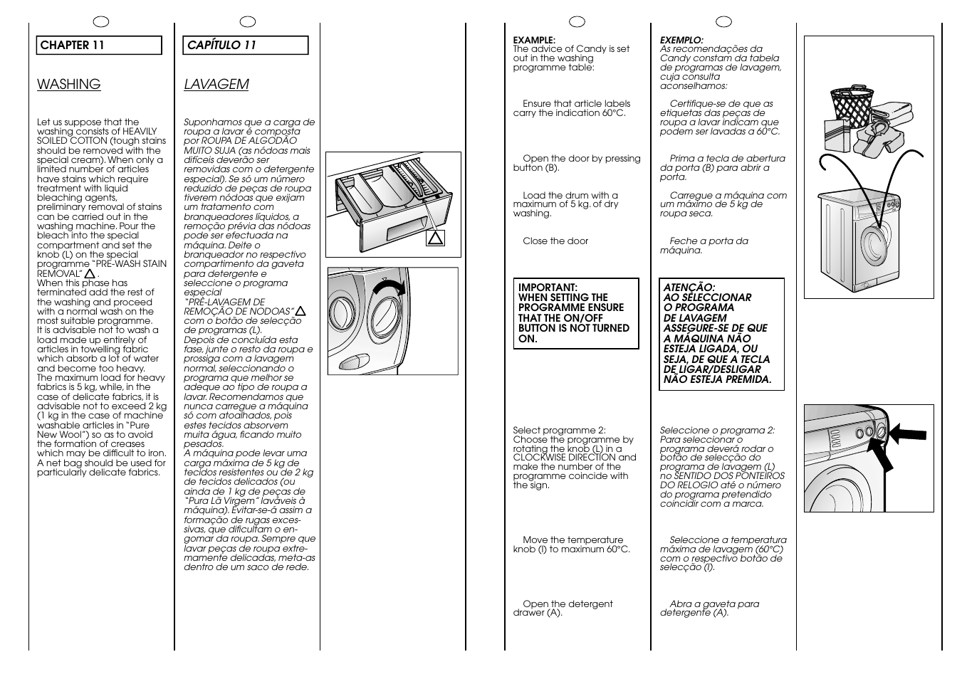 60° c 5 kg max | Candy CB 612 XT User Manual | Page 13 / 17