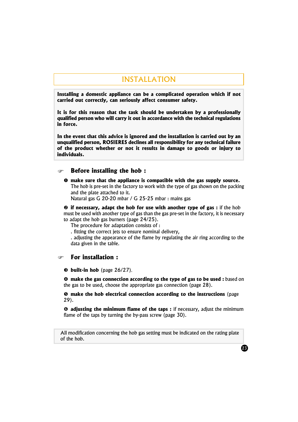 Finstallation | Candy TR 40 RUV User Manual | Page 23 / 56