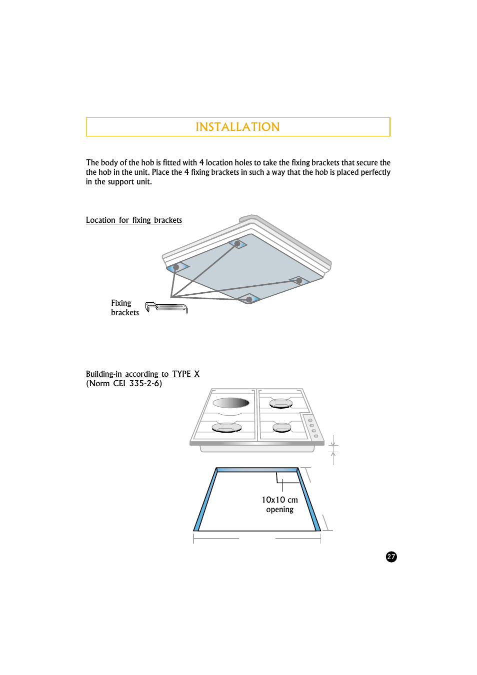 Installation | Candy TR 40 RUV User Manual | Page 27 / 56