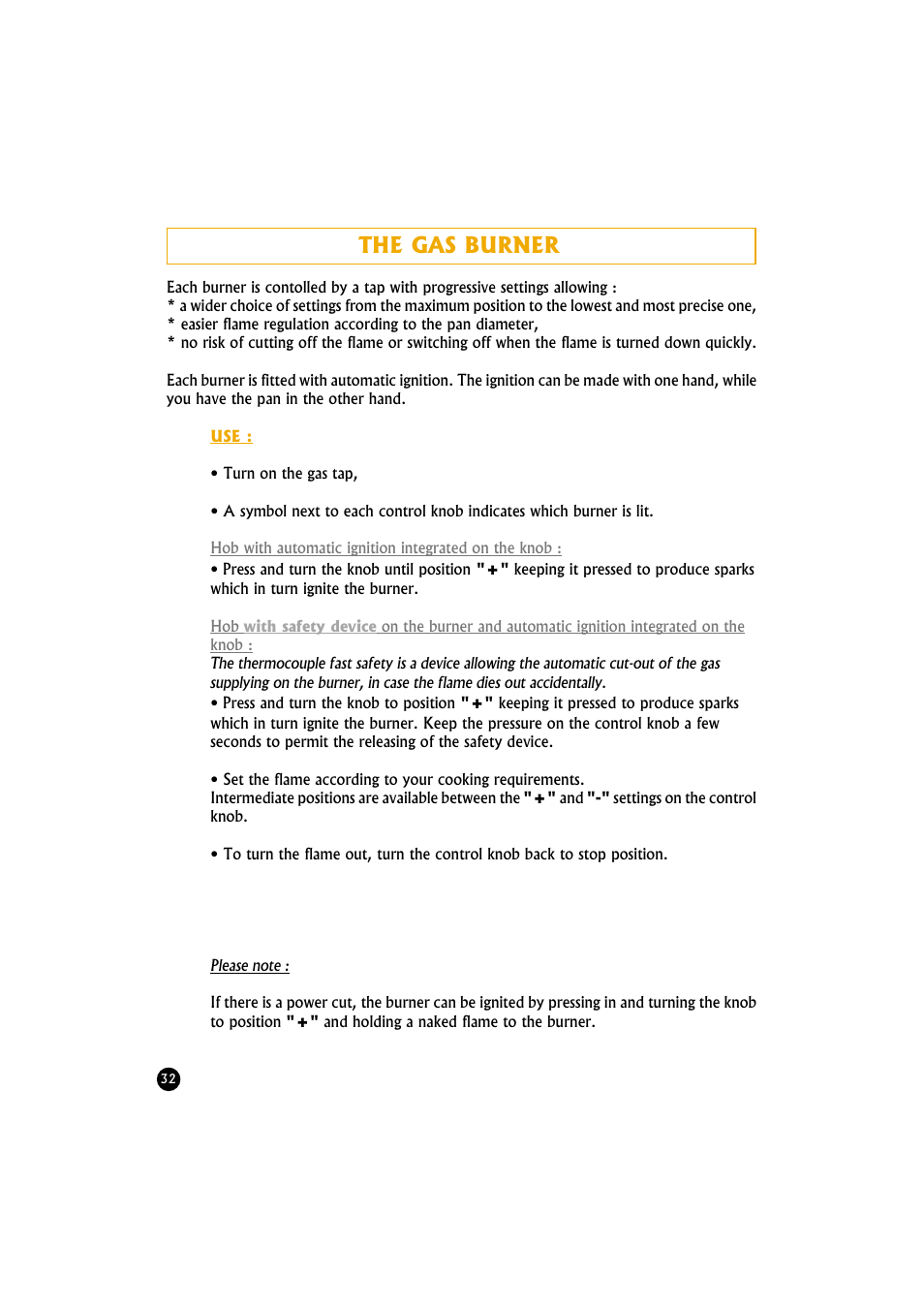The gas burner | Candy TR 40 RUV User Manual | Page 32 / 56