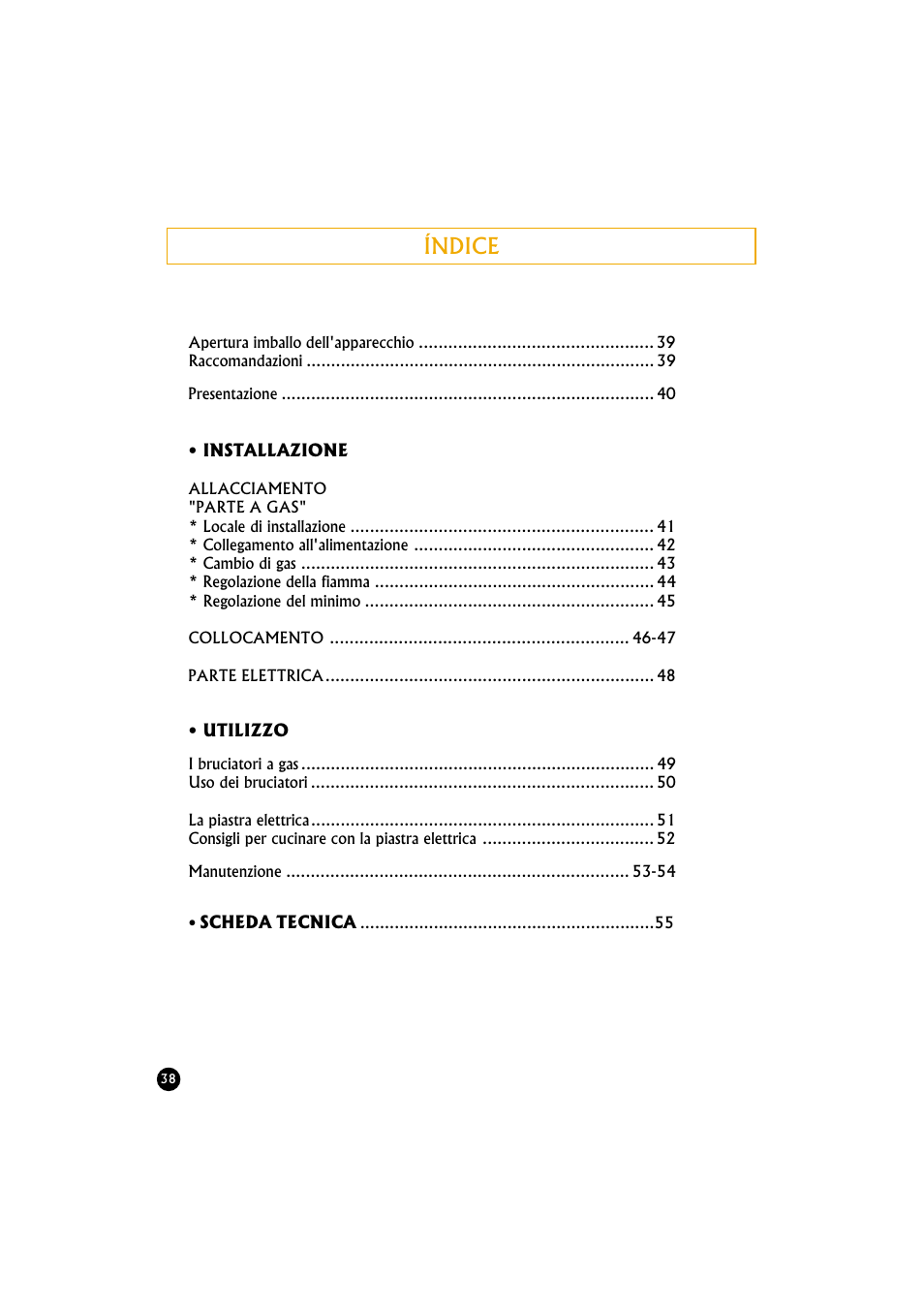 Índice | Candy TR 40 RUV User Manual | Page 38 / 56