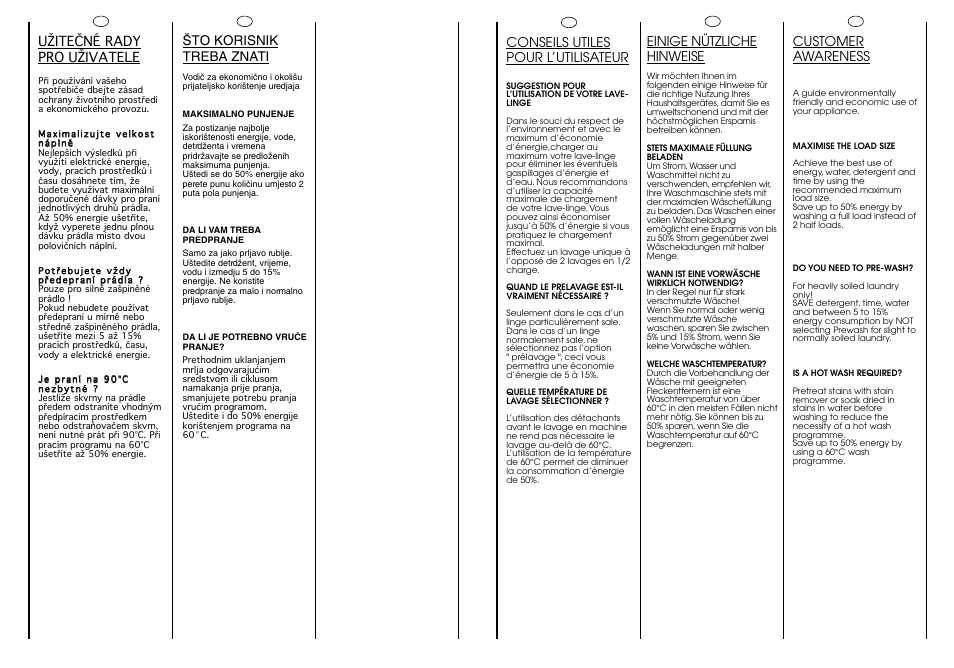 Conseils utiles pour l’utilisateur, Customer awareness, Einige nützliche hinweise | Užitečné rady pro uživatele | Candy CG 473 User Manual | Page 17 / 33